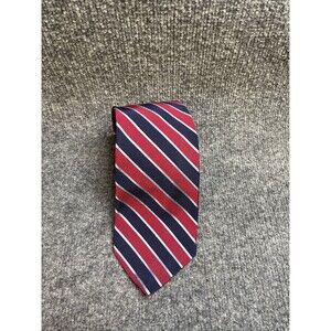 Brooks Brothers Repp Tie Striped Silk Blend Wide Necktie NWOT $65 Red Navy Blue